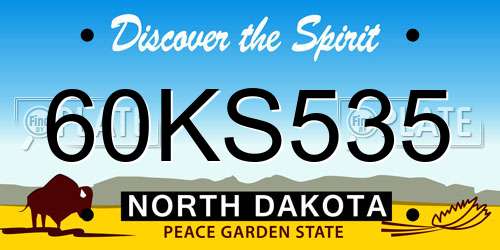 60KS535 North Dakota License Plate