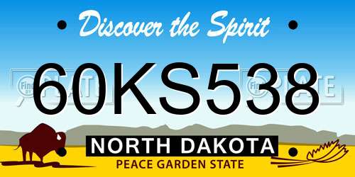 60KS538 North Dakota License Plate