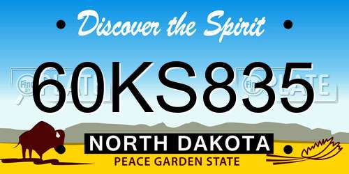 60KS835 North Dakota License Plate