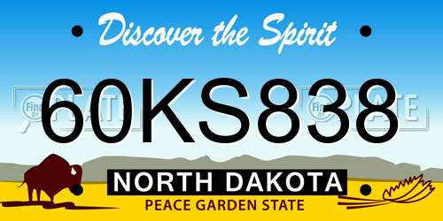 60KS838 North Dakota License Plate