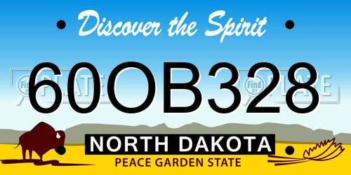 60OB328 North Dakota License Plate
