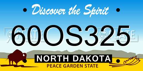 60OS325 North Dakota License Plate