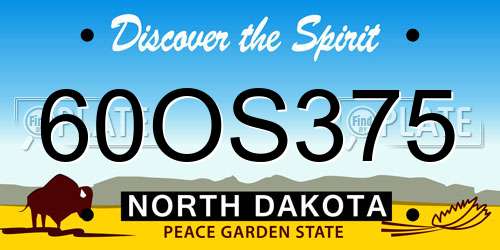 60OS375 North Dakota License Plate