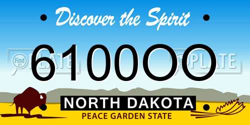6100OO North Dakota License Plate