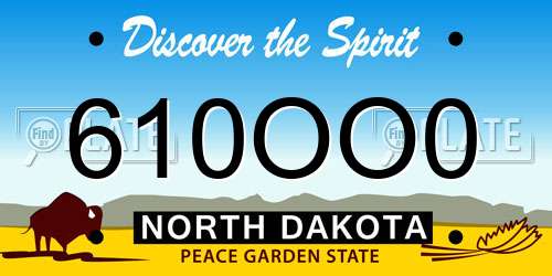 610OO0 North Dakota License Plate
