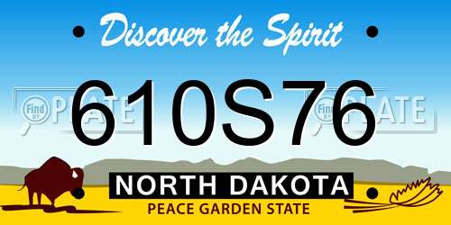 610S76 North Dakota License Plate