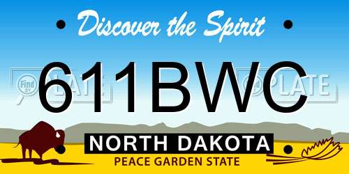611BWC North Dakota License Plate