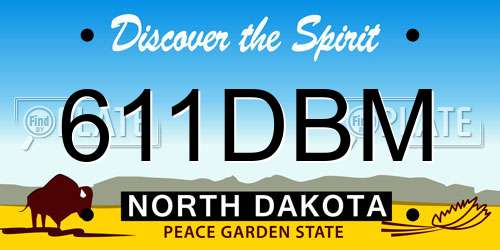611DBM North Dakota License Plate