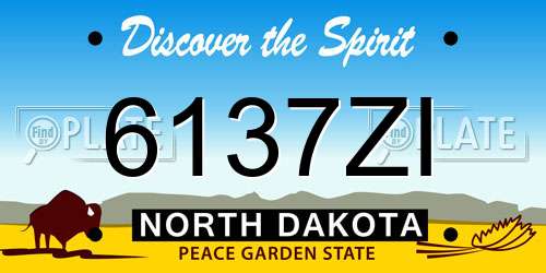 6137ZI North Dakota License Plate