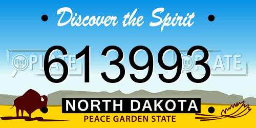 613993 North Dakota License Plate