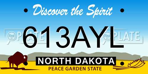 613AYL North Dakota License Plate