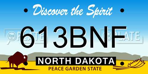 613BNF North Dakota License Plate