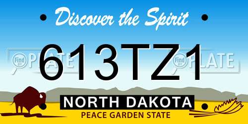 613TZ1 North Dakota License Plate