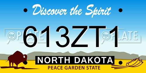 613ZT1 North Dakota License Plate