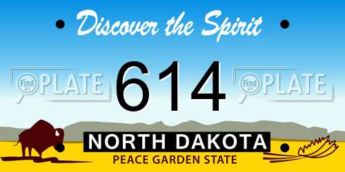 614 North Dakota License Plate