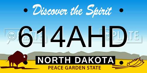 614AHD North Dakota License Plate