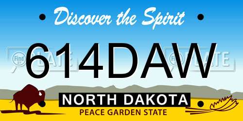 614DAW North Dakota License Plate