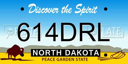 614DRL North Dakota License Plate