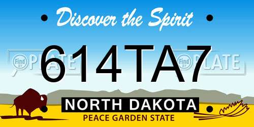 614TA7 North Dakota License Plate