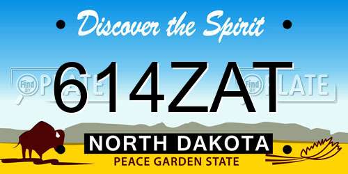 614ZAT North Dakota License Plate