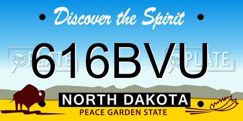616BVU North Dakota License Plate