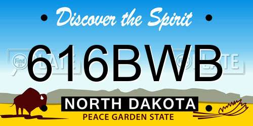 616BWB North Dakota License Plate