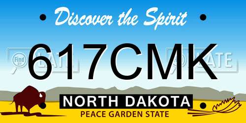 617CMK North Dakota License Plate
