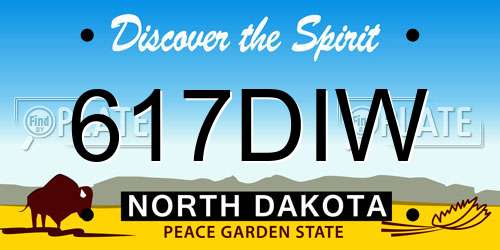 617DIW North Dakota License Plate