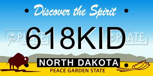618KID North Dakota License Plate