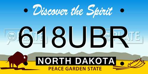 618UBR North Dakota License Plate