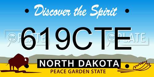 619CTE North Dakota License Plate