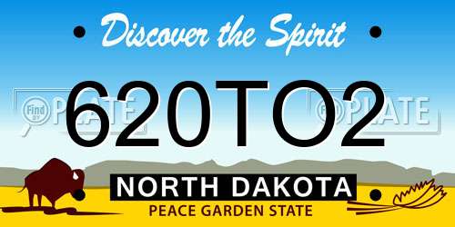 620TO2 North Dakota License Plate