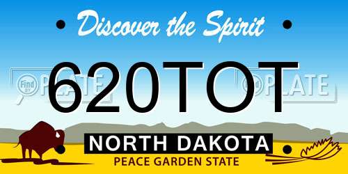 620TOT North Dakota License Plate