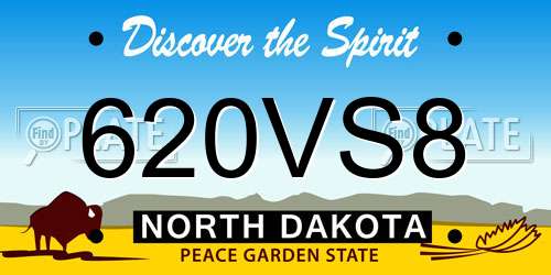 620VS8 North Dakota License Plate