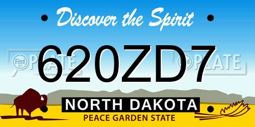 620ZD7 North Dakota License Plate