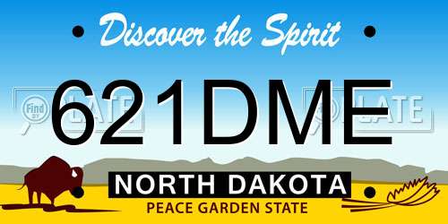621DME North Dakota License Plate