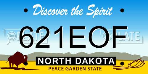 621EOF North Dakota License Plate