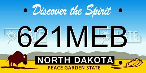 621MEB North Dakota License Plate