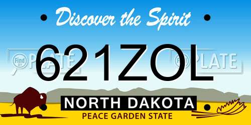 621ZOL North Dakota License Plate