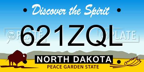 621ZQL North Dakota License Plate