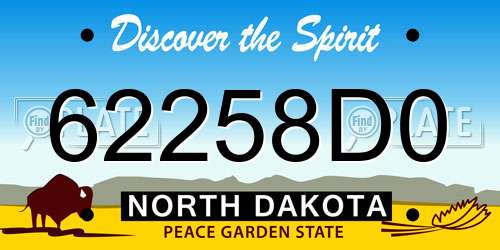 62258D0 North Dakota License Plate