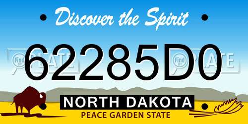 62285D0 North Dakota License Plate