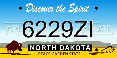 6229ZI North Dakota License Plate