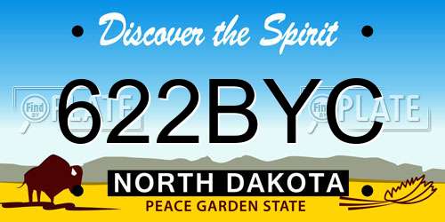 622BYC North Dakota License Plate