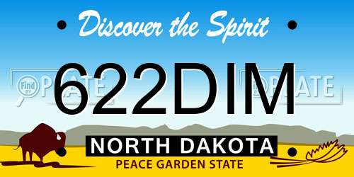 622DIM North Dakota License Plate