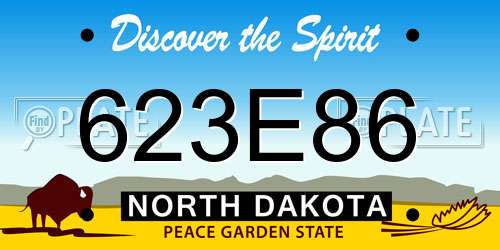 623E86 North Dakota License Plate
