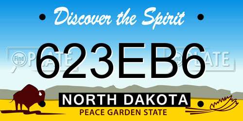 623EB6 North Dakota License Plate