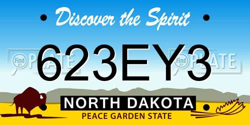 623EY3 North Dakota License Plate