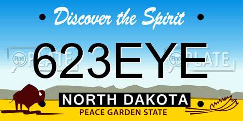 623EYE North Dakota License Plate