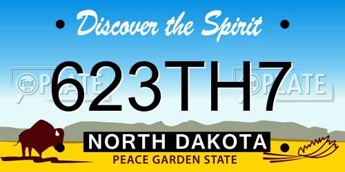 623TH7 North Dakota License Plate